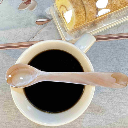 [Set of 2] 100% Natural Shell Spoon Caviar Spoon Coffee or Ice Cream Spoon 9cm