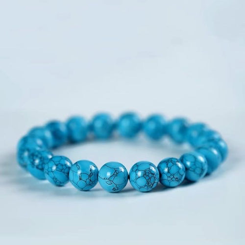 Natural Turquoise Stone Bracelet 8mm Pierreturqoise Bead Stone Bracelet with Elastic Size