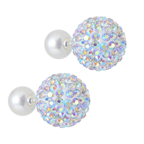 Absolute Holiday Must-Have Earrings Disco Ball Super Shiny Double Sided Earrings with Pearl