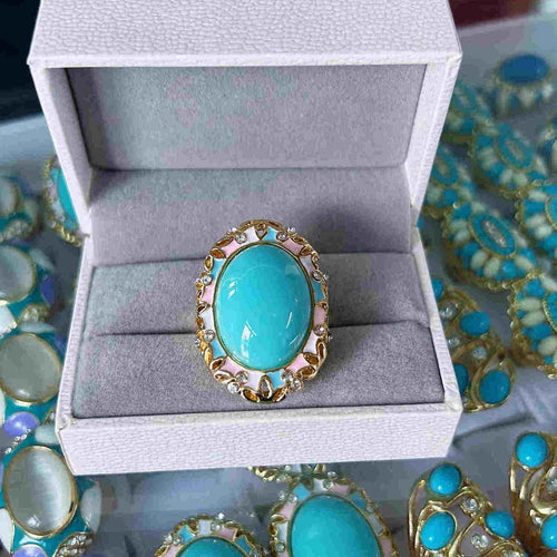 [Superoferta] Anillos de estilo vintage Hermosos anillos de piedra azul