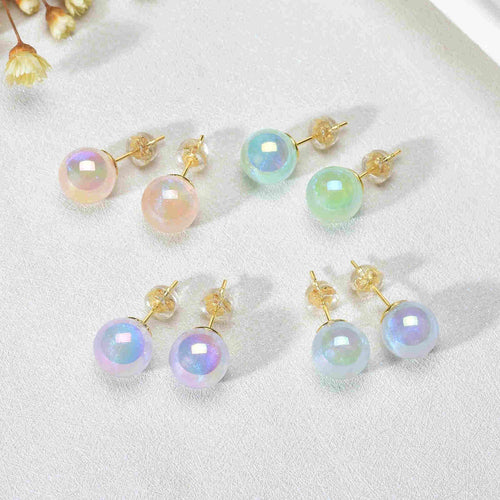 [Super Deal] Shine like Galaxy Earrings Moonstone Stud Earrings Opal Earrings Stud Pearl Studs with 925 Silver Pin