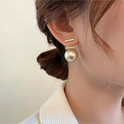 New Designed Pearl Earring Jackets Line Stud with Pearl Drop Earrings