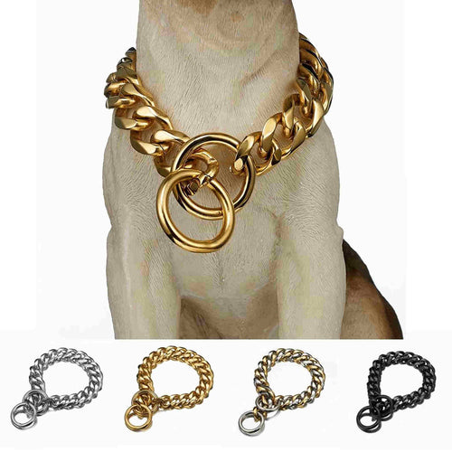 Dog Chain Collar Dog Walking Chain Collar Cuban Link Secure Buckle for Pets