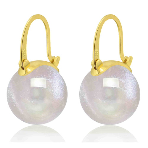 Big Opal Drop Earrings | Moonstone Earrings with 14K Gold Plated Clasp