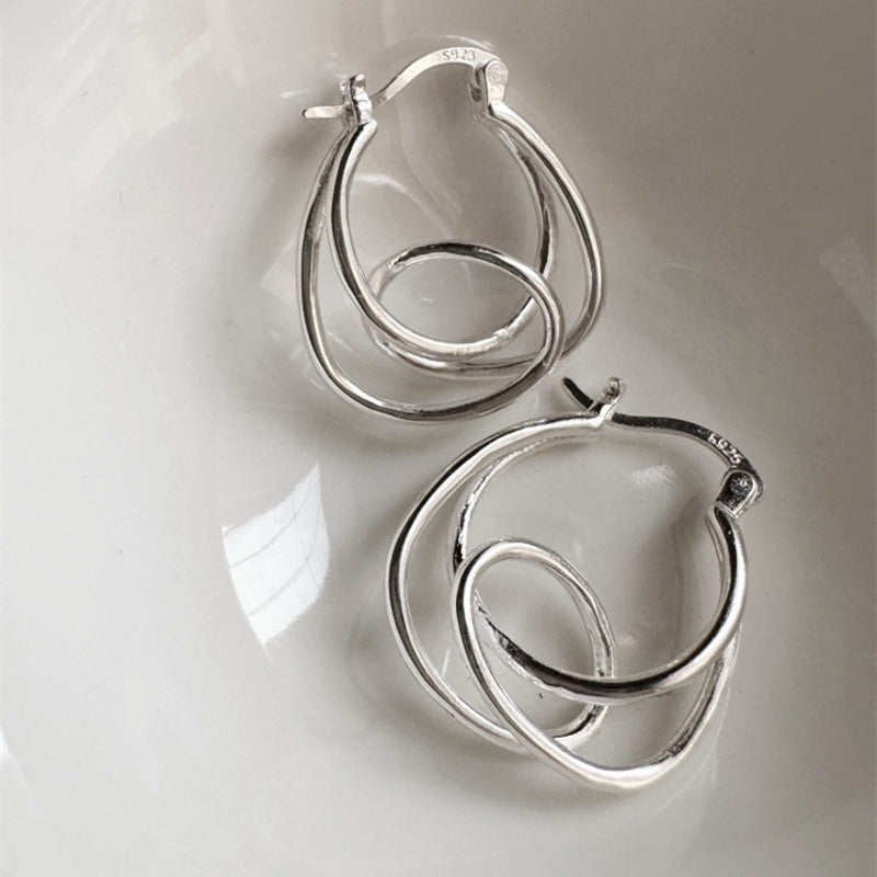 Thin Hammered Silver Hoop Earrings - Aris Designs