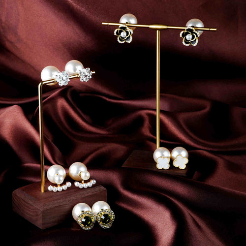 Boucles d'oreilles à tige en perles avant et arrière, boucles d'oreilles à 2 côtés en cristal conçues avec une épingle en argent S925