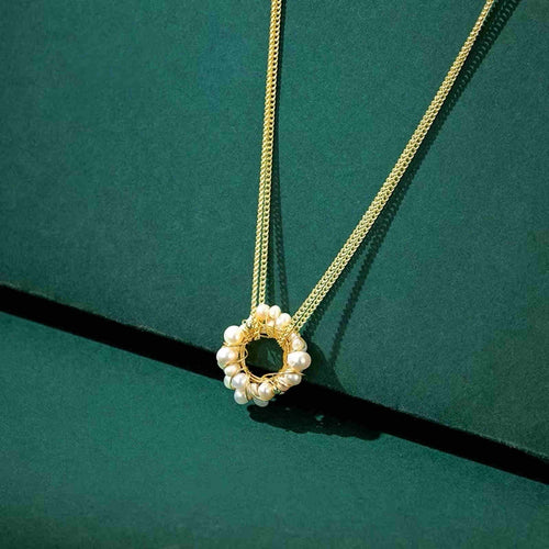 Freshwater Pearl Pendant Necklace Designed Sunrise Pearl Necklace with 14K Gold Plated Chain