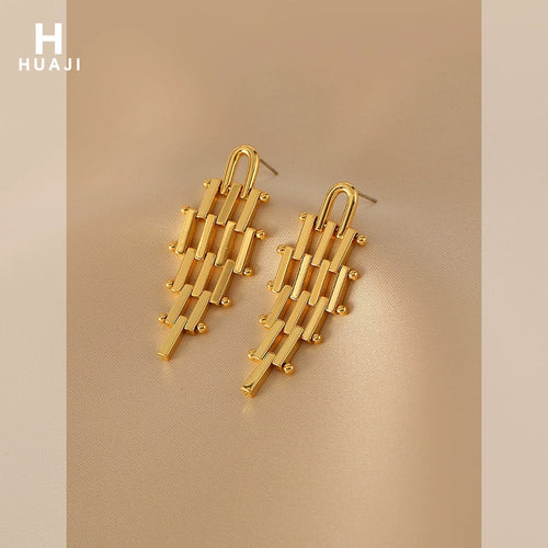 Gold Tassel Earrings Dangling Earrings with S925 Silver Pin