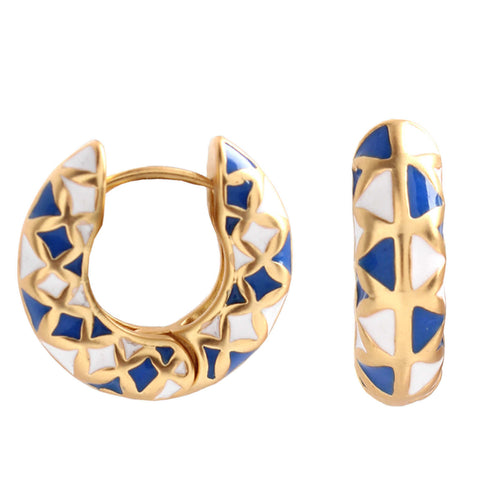 Klein Blue Hoop Earrings Elegant Gold Hoop Earrings with S925 Silver Pin