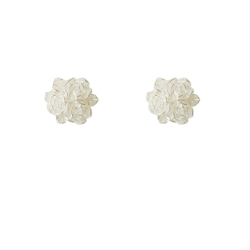 Boucles d'oreilles à tige en forme de fleur élégante Boucles d'oreilles à tige en forme de rose blanche avec épingles en argent sterling