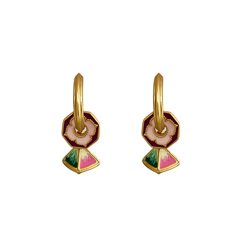 Boucles d'oreilles pendantes colorées conçues par des artistes en or Goop avec une broche en argent S925