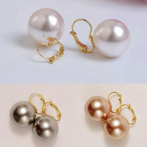 16mm Big Pearl Dangle Earrings Round Pearl Drop Earrings for Women