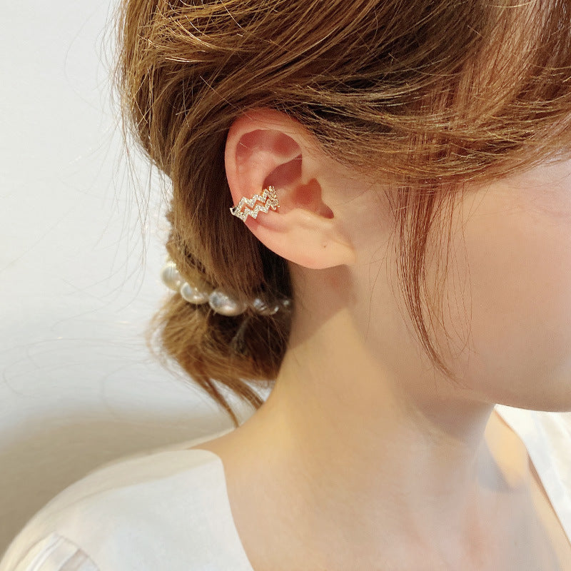 Ear Cuff No Piercing Diamond Wavy Design Ear Clip Gold And Silver – Huge  Tomato