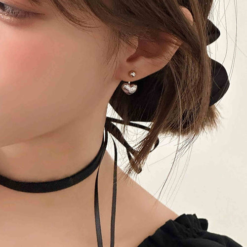 Girl Earring Jackets Silver Heart Shape Drop Earrings with Silver Pin