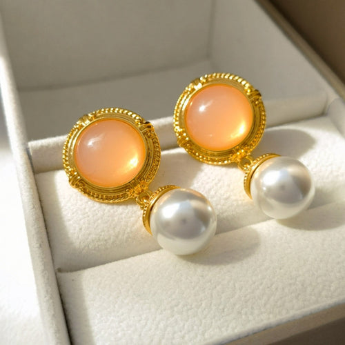 6MM Freshwater Pearl Earrings Cubic Stud Earrings with S925 Silver Pin