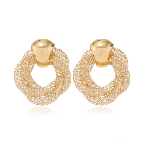 Gold Crystal Twist Earrings Double Twisted Hoop Earrings