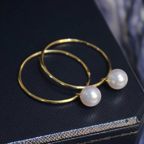 Big Hoop Earrings with A Pearl Drop Gold And Silver Hoop Pearl Earrings