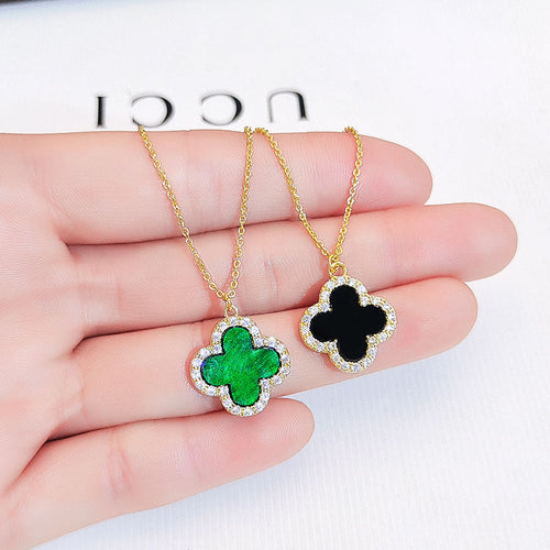 Four Leaf Clover Necklace Green Black Red White Clover Available