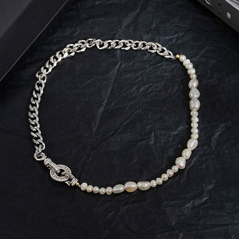 Half & Half Pearl and Cuban Necklace 20