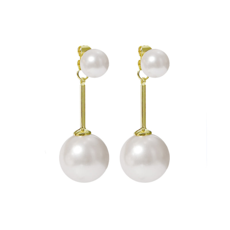 Round Pearl Drop Earring Jackets Dangle Earrings for Women in 14K Gold ...