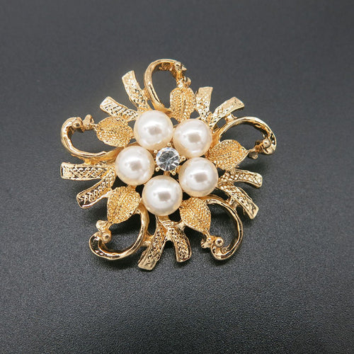 Huge Tomato Royal Style Peacock Branch Vintage Pearl Brooch, White