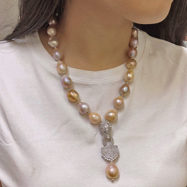 Long pearl necklace sale with pendant