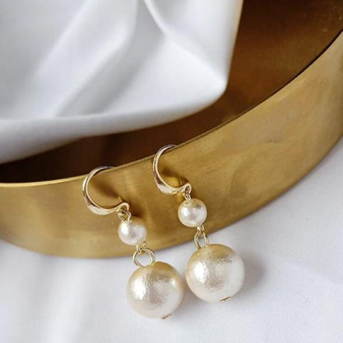 18K Gold Baroque Freshwater Pearl Earrings Handmade Jewelry