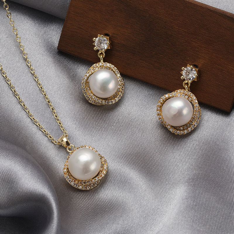 Fresh Water Pearl Jewelry Set  Color Ruby Pearl Earrings  Pendant  Necklace Earrings  Jewelry Sets  Aliexpress