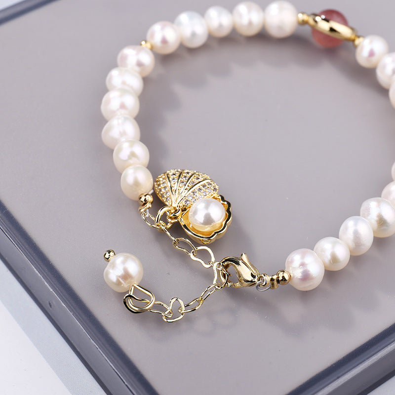 6-7mm Cultured Small Baroque Pearl Bracelet in 14k Gold Over Sterling ...