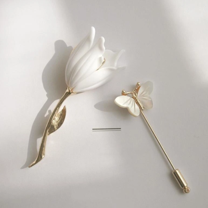 Pearl Brooches Flower Pins for Women Girls White Pin Dress Clips Handmade  Flower Brooch Pins for Women Fashion Lady Brooch
