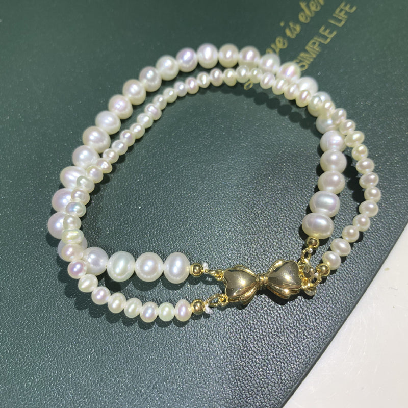 Freshwater Pearl & Diamond Beaded Double-Strand Bracelet – Vintage by Misty