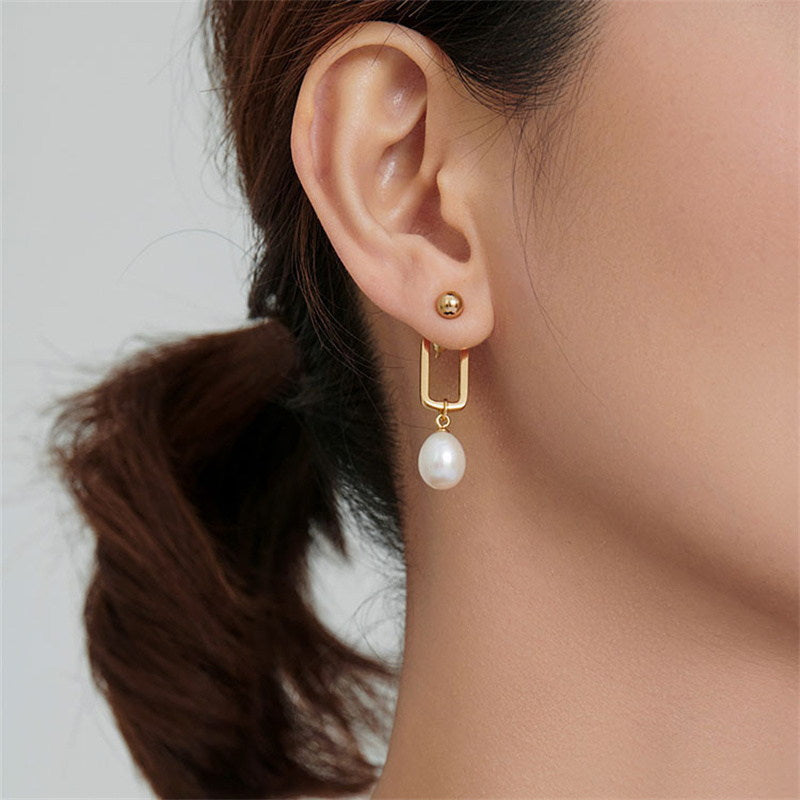 Cherry Pearl Earring Jackets | Pearl Drop Earrings | Bowknot Gold Stud Earrings with S925 Pins
