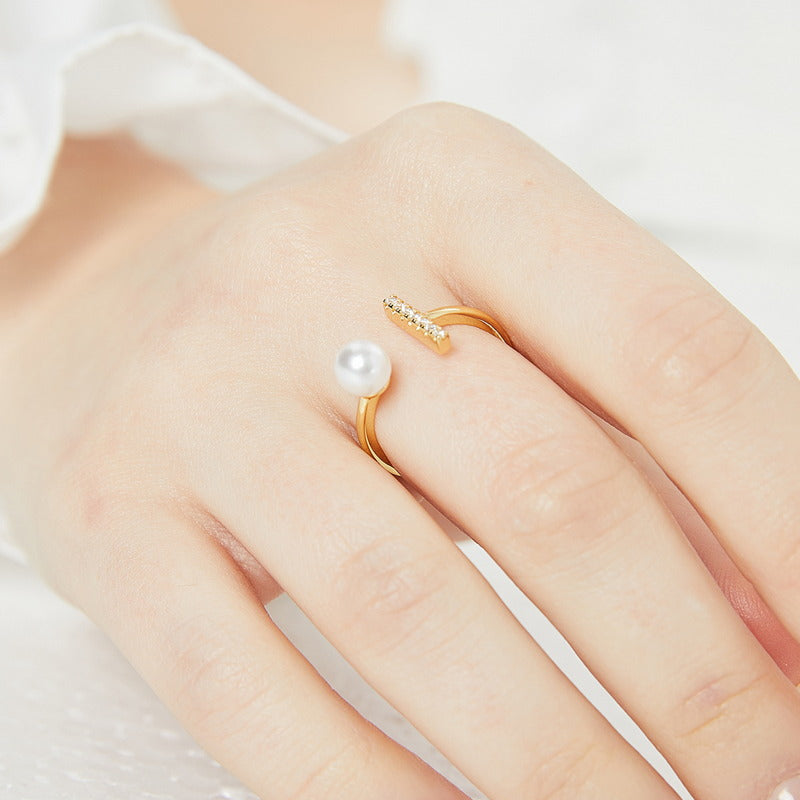 Pearl Ring, Gold Pearl and Diamond Ring