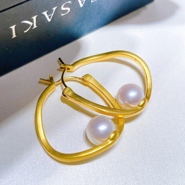 Glamlife LV Pearl Hoop Earing Anti Tarnish for Girls and Women's - Rose  Gold, Pearl Hoop Earrings