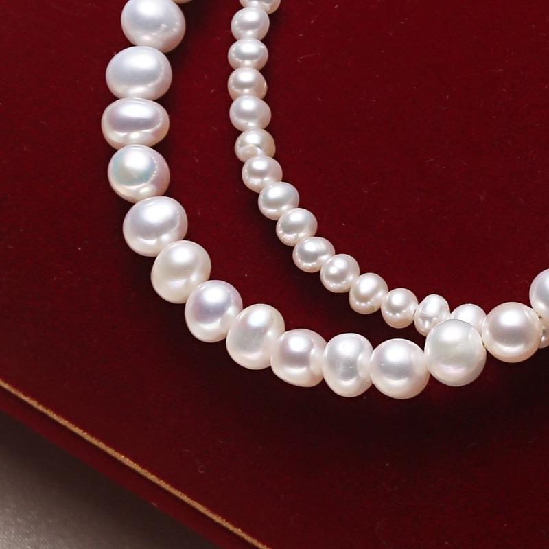 Double strand cultured freshwater pearl necklace