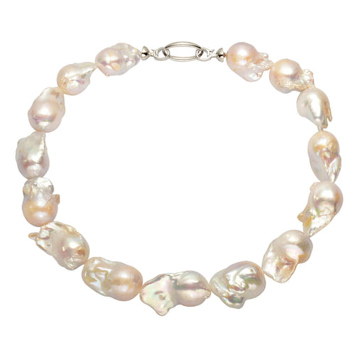 16mm Big Real Pearl Necklace AAA Baroque Pearl Necklace | White Freshwater Irregular shaped Pearl Necklace