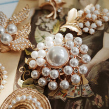 Huge Tomato Royal Style Peacock Branch Vintage Pearl Brooch, White