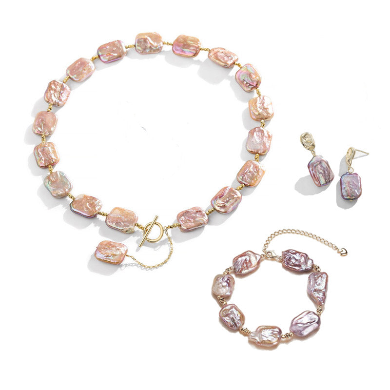 Huge Tomato Multi Color Baroque Pearl Jewelry Set | Large Baroque Pearl Necklace Bracelet and Earrings Set for Women (12-13mm), Necklace