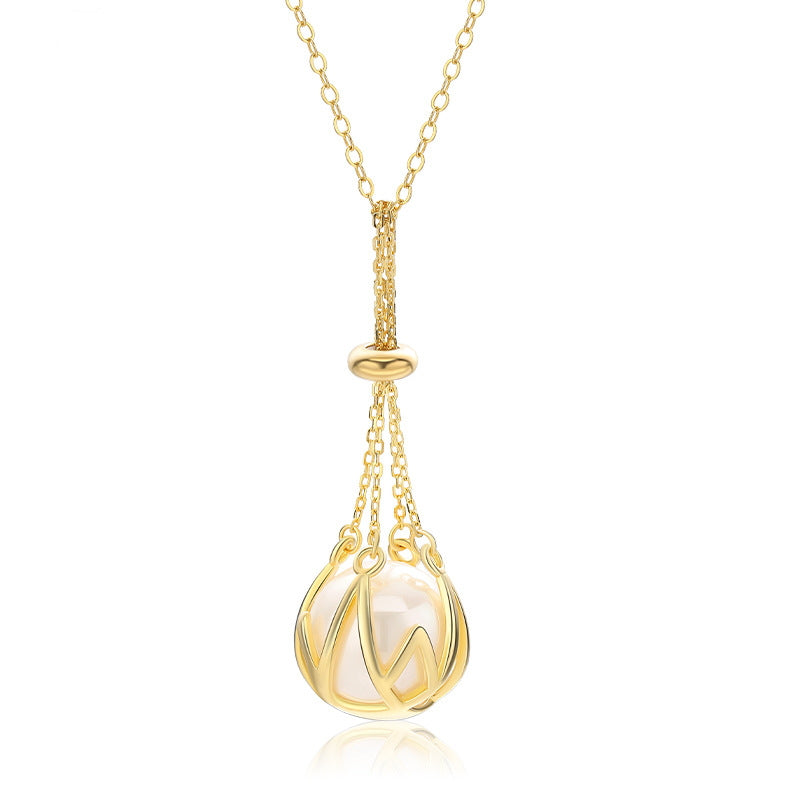 14K Pearl Cage Necklace