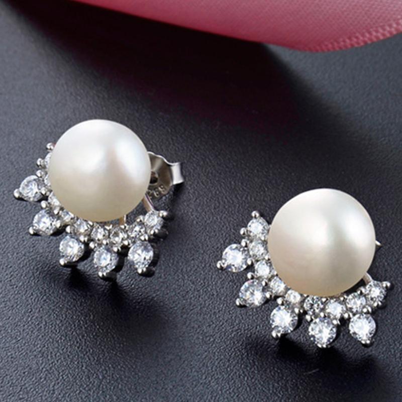 Simply Silver Sterling Silver 925 Freshwater Pearl And Cubic Zirconia Halo Stud  Earrings - Jewellery from Jon Richard UK